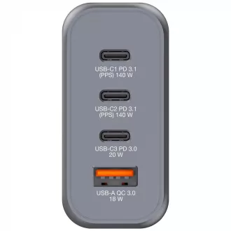 VERBATIM GaN Nabíječka do sítě GNC-240, 240W, 3x USB-C, 1x USB VERBATIM GaN Nabíječka do sítě GNC-240, 240W, 3x USB-C, 1x USB