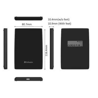 VERBATIM externí SSD 1TB Store \'n\' Go Slim Portable USB 3.0, USB-A/USB-C, černá VERBATIM externí SSD 1TB Store \'n\' Go Slim Portable USB 3.0, USB-A/USB-C, černá