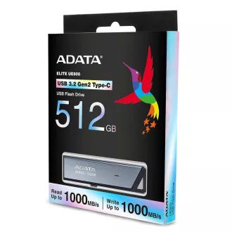 ADATA Flash Disk 512GB UE800, USB 3.2 USB-C, Elite drive, šedá