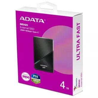 ADATA Externí SSD 1TB SE920, USB 4 Type-C, R:3800/W:3700MB/s, černá ADATA Externí SSD 1TB SE920, USB 4 Type-C, R:3800/W:3700MB/s, černá