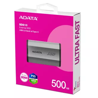 ADATA External SSD 500GB SD810 USB 3.2 USB-C, Stříbrná ADATA External SSD 500GB SD810 USB 3.2 USB-C, Stříbrná