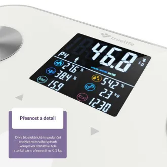 TrueLife FitScale W7 BT - Bioelektrická impedanční bluetooth váha - bílá TrueLife FitScale W7 BT - Bioelektrická impedanční bluetooth váha - bílá