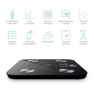 TrueLife FitScale W6 BT - Bioelektrická impedanční bluetooth váha - černá TrueLife FitScale W6 BT - Bioelektrická impedanční bluetooth váha - černá