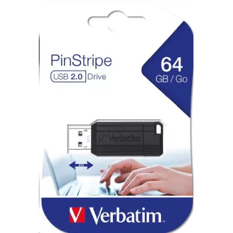 VERBATIM Flash Disk 64GB USB 2.0 Store 'n' Go PinStripe, černá VERBATIM Flash Disk 64GB USB 2.0 Store 'n' Go PinStripe, černá