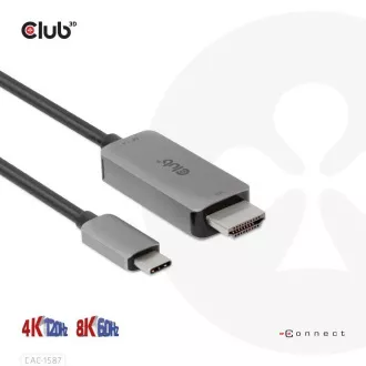 Club3D kabel USB-C na HDMI, 4K120Hz 8K60Hz HDR10 s DSC1.2, Aktivní kabel, M/M, 3m Club3D kabel USB-C na HDMI, 4K120Hz 8K60Hz HDR10 s DSC1.2, Aktivní kabel, M/M, 3m