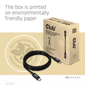 Club3D Kabel USB4 Gen3x2 Type-C Oboustranný kabel 8K60Hz, Data 40 Gbps, PD 240W(48V/5A) EPR M/M 2m