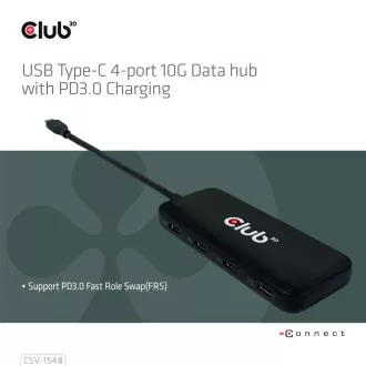 Club3D hub 1xUSB-C na 4xUSB-C, 10Gbps port, PD 3.0 Club3D hub 1xUSB-C na 4xUSB-C, 10Gbps port, PD 3.0
