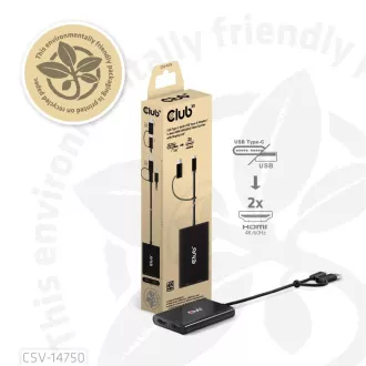 Club3D Video rozbočovač USB-C/A na 2xHDMI 2.0, Dual Monitor, 4K60Hz (M/F) Club3D Video rozbočovač USB-C/A na 2xHDMI 2.0, Dual Monitor, 4K60Hz (M/F)