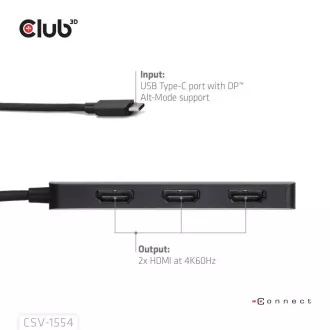 Club3D hub MST USB-C na 3xHDMI, Single: 8K30Hz, Triple: 4K60Hz Club3D hub MST USB-C na 3xHDMI, Single: 8K30Hz, Triple: 4K60Hz
