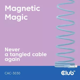 Club3D Kabel magnetický USB-C, 240W PD3.1, 480 Mbps, 2m, modrá Club3D Kabel magnetický USB-C, 240W PD3.1, 480 Mbps, 2m, modrá