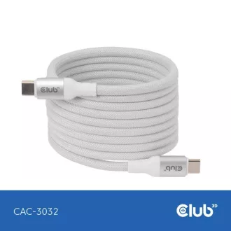 Club3D Kabel magnetický USB-C, 240W PD3.1, 480 Mbps, 2m, bílá Club3D Kabel magnetický USB-C, 240W PD3.1, 480 Mbps, 2m, bílá