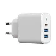 WG - Síťová nabíječka 3x USB, 1x USB-A QC 3.0 + 1x USB-A QC 3.0 + 1x USB-C PD 3.0, bílá
