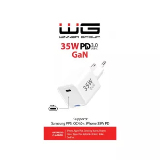 WG - Síťová nabíječka GaN 1x USB-C, PD 35W, bílá WG - Síťová nabíječka GaN 1x USB-C, PD 35W, bílá