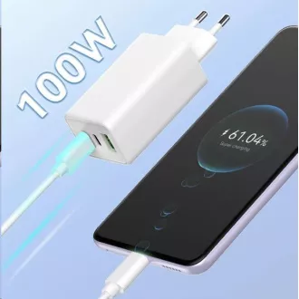 WG - Síťová nabíječka GaN 100W, 3x USB, 1x USB-A + 2x USB-C, white WG - Síťová nabíječka GaN 100W, 3x USB, 1x USB-A + 2x USB-C, white