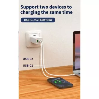 WG - Síťová nabíječka GaN 100W, 3x USB, 1x USB-A + 2x USB-C, white WG - Síťová nabíječka GaN 100W, 3x USB, 1x USB-A + 2x USB-C, white