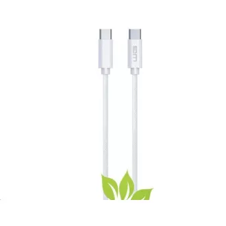 WG - Datový kabel Type-C (male) to Type-C (male) / 2m / 3A / cotton braided ECO / white WG - Datový kabel Type-C (male) to Type-C (male) / 2m / 3A / cotton braided ECO / white