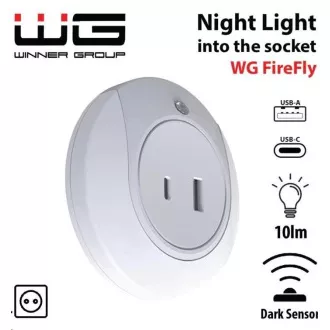 WG - Noční LED světlo do zásuvky s USB / WG FireFly / white WG - Noční LED světlo do zásuvky s USB / WG FireFly / white