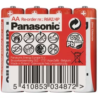 PANASONIC Zinkouhlíkové baterie Red Zinc R6RZ/4P AA 1, 5V (shrink 4ks) PANASONIC Zinkouhlíkové baterie Red Zinc R6RZ/4P AA 1, 5V (shrink 4ks)