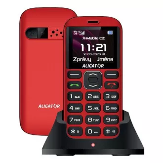 Aligator A720 4G Senior, červeno-černá + nabíjecí stojánek Aligator A720 4G Senior, červeno-černá + nabíjecí stojánek