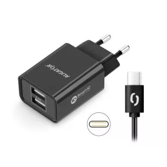 Aligator síťová nabíječka, 2x USB, smart IC, 2, 4 A, kabel USB-C 2A, černá Aligator síťová nabíječka, 2x USB, smart IC, 2, 4 A, kabel USB-C 2A, černá