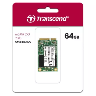 TRANSCEND Industrial SSD MSA230S 64GB, mSATA, SATA III, 3D TLC TRANSCEND Industrial SSD MSA230S 64GB, mSATA, SATA III, 3D TLC