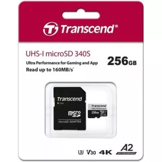TRANSCEND MicroSDXC karta 256GB 340S, UHS-I U3 A2 Ultra Performace 160/125 MB/s TRANSCEND MicroSDXC karta 256GB 340S, UHS-I U3 A2 Ultra Performace 160/125 MB/s