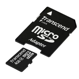 TRANSCEND MicroSDHC karta 4GB Class 4 + adaptér TRANSCEND MicroSDHC karta 4GB Class 4 + adaptér