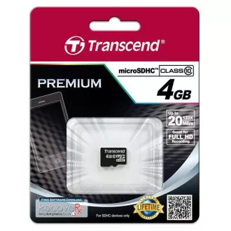 TRANSCEND MicroSDHC karta 4GB Class 10, bez adaptéru TRANSCEND MicroSDHC karta 4GB Class 10, bez adaptéru