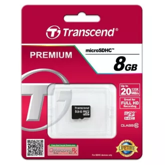 TRANSCEND MicroSDHC karta 8GB Class 10 8GB, bez adaptéru TRANSCEND MicroSDHC karta 8GB Class 10 8GB, bez adaptéru