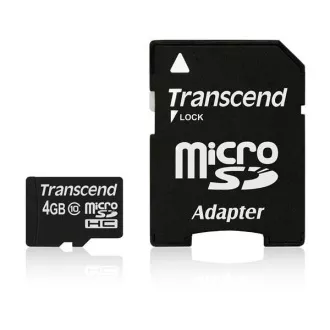TRANSCEND MicroSDHC karta 4GB Class 10 + adaptér TRANSCEND MicroSDHC karta 4GB Class 10 + adaptér