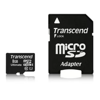 TRANSCEND MicroSDHC karta 8GB Ultimate, Class 10 UHS-I 600x, MLC + adaptér TRANSCEND MicroSDHC karta 8GB Ultimate, Class 10 UHS-I 600x, MLC + adaptér