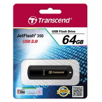 TRANSCEND Flash Disk 64GB JetFlash®350, USB 2.0 (R:16/W:6 MB/s) černá TRANSCEND Flash Disk 64GB JetFlash®350, USB 2.0 (R:16/W:6 MB/s) černá