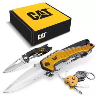 Caterpillar Dárková multifunkční sada, 2 nože a klíčenka CT240125 Caterpillar Dárková multifunkční sada, 2 nože a klíčenka CT240125