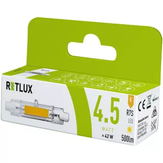 RLL 457 R7S J78 4,5W LED COB WW RETLUX RLL 457 R7S J78 4,5W LED COB WW RETLUX