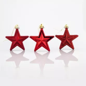 Eurolamp Vánoční ozdoby plastové červené hvězdy, 6,5 cm, set 12 ks Eurolamp Vánoční ozdoby plastové červené hvězdy, 6,5 cm, set 12 ks