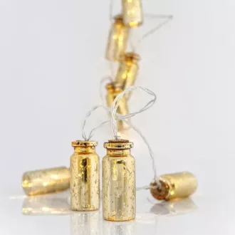 Eurolamp LED světelný řetěz se zlatými lahvemi, barva teplá bílá, 10 ks Eurolamp LED světelný řetěz se zlatými lahvemi, barva teplá bílá, 10 ks