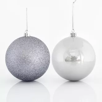 Eurolamp Vánoční ozdoby plastové šedé koule, 8 cm, set 6 ks Eurolamp Vánoční ozdoby plastové šedé koule, 8 cm, set 6 ks