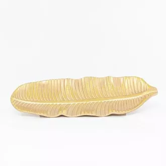 Eurolamp Vánoční dekorace zlatý talíř, tvar listu 14 x 36 x 2,5 cm, 1 ks Eurolamp Vánoční dekorace zlatý talíř, tvar listu 14 x 36 x 2,5 cm, 1 ks