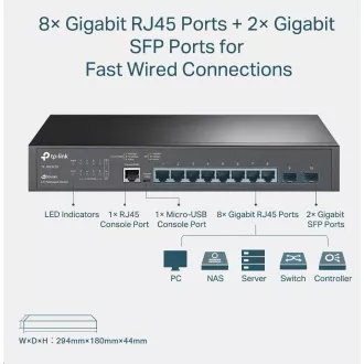 TP-Link OMADA switch SG3210 (8xGbE, 2xSFP, 2xConsole, fanless)