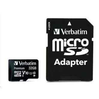 VERBATIM MicroSDHC karta 32GB Premium, U1 + SD adaptér VERBATIM MicroSDHC karta 32GB Premium, U1 + SD adaptér