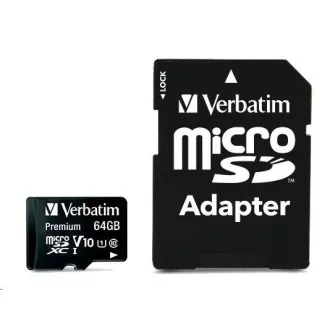 VERBATIM MicroSDXC karta 64GB Premium, U1 + adaptér VERBATIM MicroSDXC karta 64GB Premium, U1 + adaptér