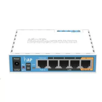 MikroTik hAP, 650MHz CPU, 64MB RAM, 5x LAN, integr. 2.4GHz Wi-Fi, WPS, vč. L4 MikroTik hAP, 650MHz CPU, 64MB RAM, 5x LAN, integr. 2.4GHz Wi-Fi, WPS, vč. L4
