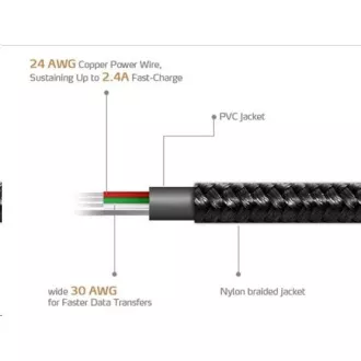 ADATA Micro USB kabel - USB A 2.0, 100cm, černý