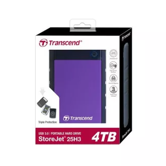 TRANSCEND externí HDD USB 3.1 StoreJet 25H3P, 4TB, Purple (nárazuvzdorný) TRANSCEND externí HDD USB 3.1 StoreJet 25H3P, 4TB, Purple (nárazuvzdorný)