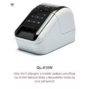 BROTHER tiskárna štítků QL-810W - 62mm, termotisk, WIFI, Profi Tiskárna Štítků / po dokoupení DK-22251 tisk červeně /