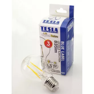 Tesla - LED žárovka CRYSTAL RETRO BULB E27, 6, 5W, 230V, 835lm, 25 000h, 2700K teplá bílá, 360°, čirá Tesla - LED žárovka CRYSTAL RETRO BULB E27, 6, 5W, 230V, 835lm, 25 000h, 2700K teplá bílá, 360°, čirá
