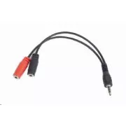 GEMBIRD Kabel rozdvojka jack 3, 5mm (4 pólový) na 2x3, 5mm M/F, 20cm, černý
