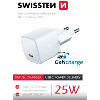 MINI SÍŤ.ADAP.GaN USB-C 25W SWISSTEN MINI SÍŤ.ADAP.GaN USB-C 25W SWISSTEN