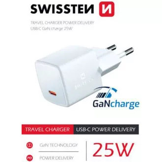 MINI SÍŤ.ADAP.GaN USB-C 25W SWISSTEN MINI SÍŤ.ADAP.GaN USB-C 25W SWISSTEN