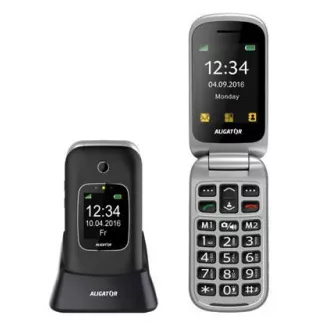Aligator V650 Senior, černá-stříbrná + nabíjecí stojánek Aligator V650 Senior, černá-stříbrná + nabíjecí stojánek